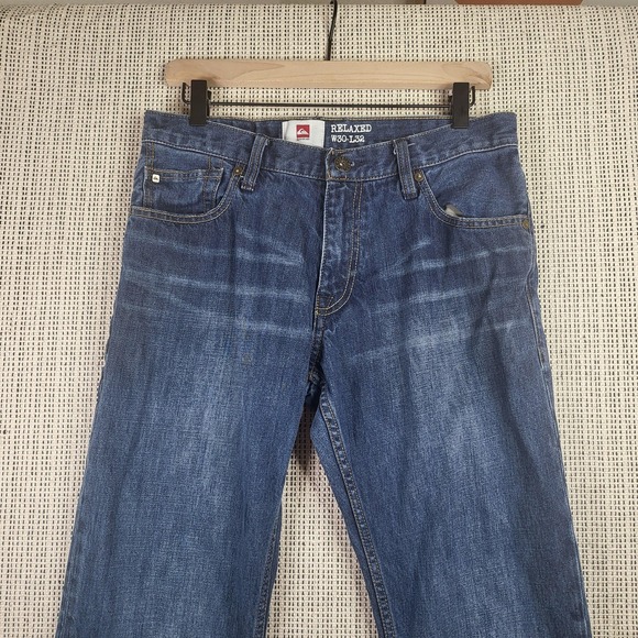 Quiksilver Jeans Mens 30x32 Blue Relaxed Fit Denim Straight Leg Casual Pants - Picture 1 of 8